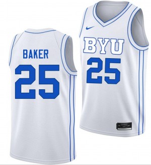 Men Dawson Baker White Cougars #25 Stitched Jersey 475282-828