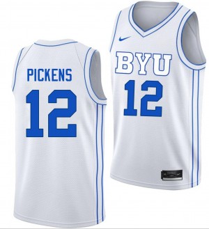 Men Nate Pickens White BYU Cougars #12 High School Jersey 588852-768