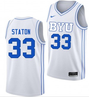 Men Xavion Staton White BYU #33 2025-26 Jerseys 995944-719