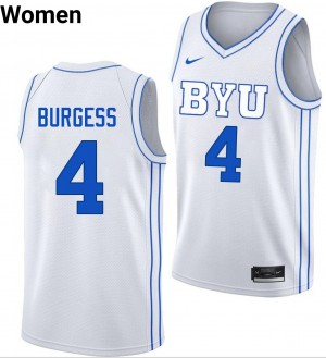 Women Chamberlain Burgess White Brigham Young University #4 Limited Jersey 963090-724