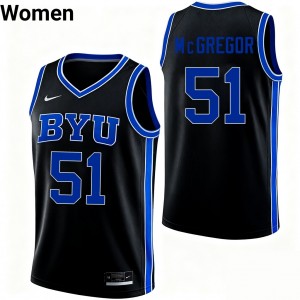 Women Jared McGregor Black Brigham Young University #51 Embroidery Jersey 394558-586