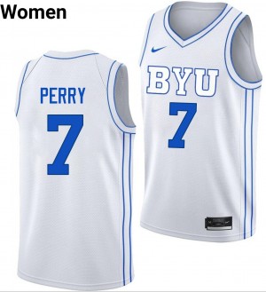 Women KJ Perry White Brigham Young University #7 University Jersey 596247-949