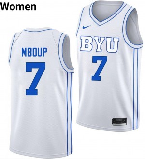 Women Khadim Mboup White Brigham Young University #7 University Jersey 379886-275