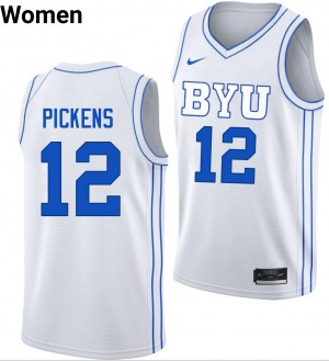 Women Nate Pickens White BYU #12 University Jerseys 311510-987