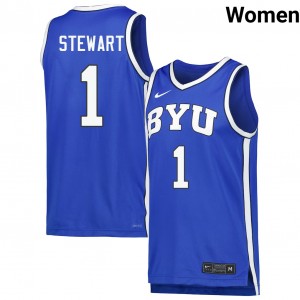 Women Trey Stewart Royal BYU Cougars #1 Player Jerseys 461113-627