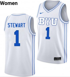 Women Trey Stewart White Cougars #1 Replica Jersey 570528-103