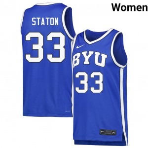 Women Xavion Staton Royal BYU Cougars #33 Limited Jersey 374385-401