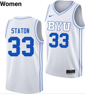Women Xavion Staton White BYU #33 2025-26 Jerseys 996172-783