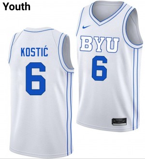 Youth Aleksej Kostic White BYU Cougars #6 University Jersey 871283-738