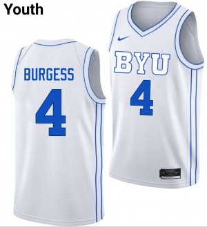 Youth Chamberlain Burgess White Brigham Young University #4 Stitched Jerseys 903484-828