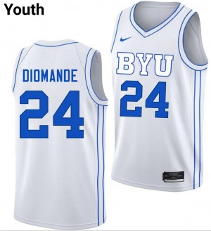 Youth Dominique Diomande White Brigham Young University #24 2025-26 Jersey 175736-796