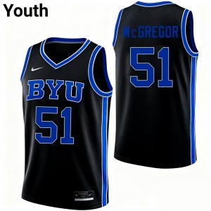 Youth Jared McGregor Black BYU #51 Embroidery Jerseys 167228-155