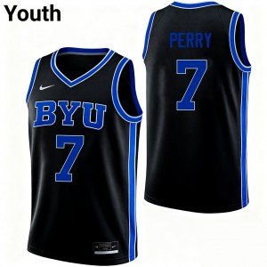 Youth KJ Perry Black Brigham Young University #7 Official Jersey 239403-354