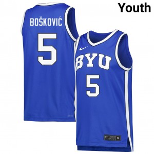 Youth Mihailo Boskovic Royal BYU Cougars #5 Stitched Jerseys 949525-273