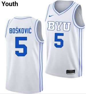 Youth Mihailo Boskovic White The Y #5 Player Jerseys 570604-851