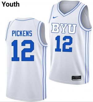 Youth Nate Pickens White BYU Cougars #12 Stitched Jersey 414682-355