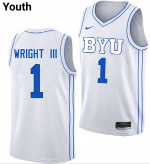 Youth Robert Wright III White Brigham Young University #1 Game Jerseys 250466-733