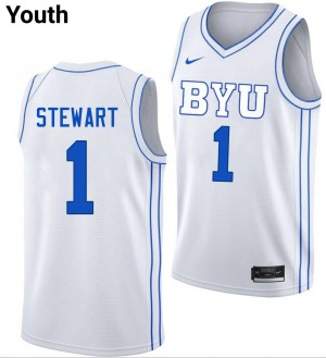 Youth Trey Stewart White Cougars #1 2025 Jersey 594540-757