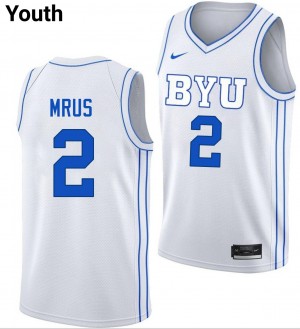 Youth Tyler Mrus White BYU #2 Official Jersey 941156-712
